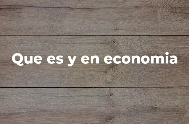 Que es y en Economia