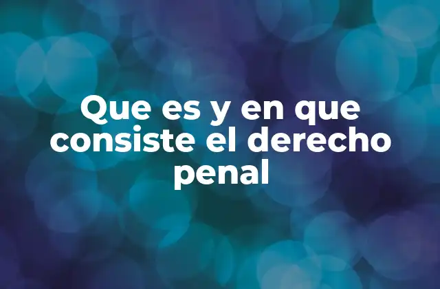 Que es y en que Consiste el Derecho Penal