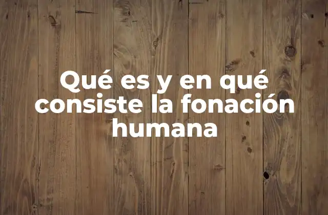 Qué es y en Qué Consiste la Fonación Humana
