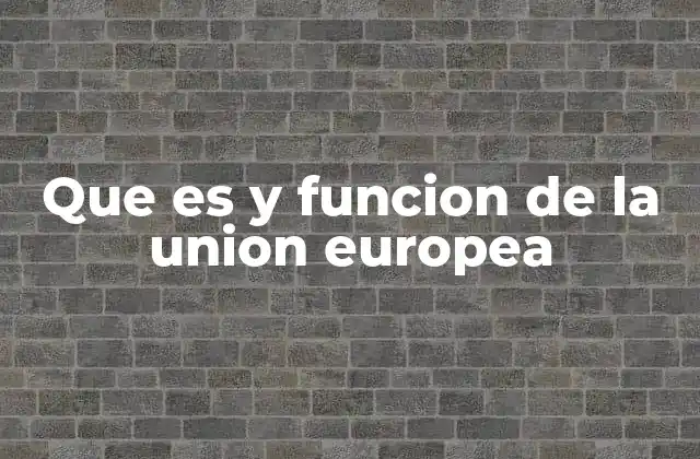 Que es y Funcion de la Union Europea