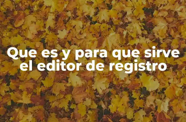 Que es y para que Sirve el Editor de Registro