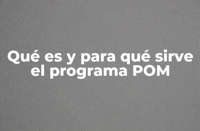 Qué es y para Qué Sirve el Programa Pom