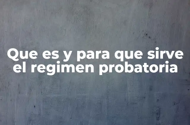 Que es y para que Sirve el Regimen Probatoria