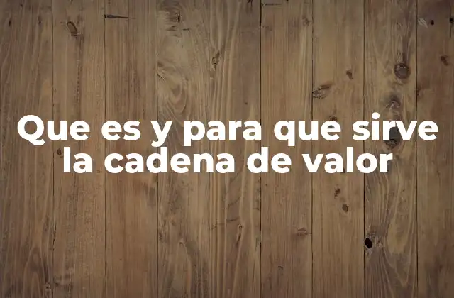 Que es y para que Sirve la Cadena de Valor
