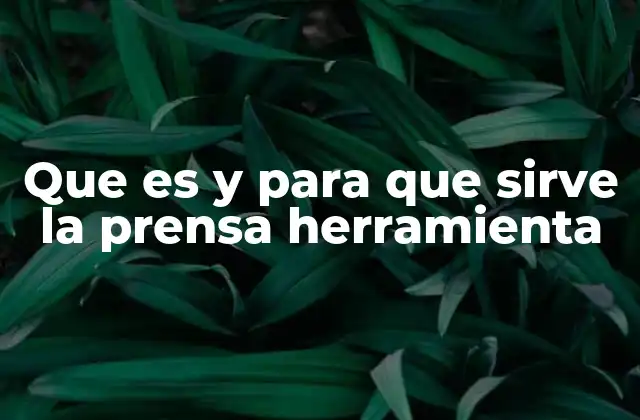 Que es y para que Sirve la Prensa Herramienta