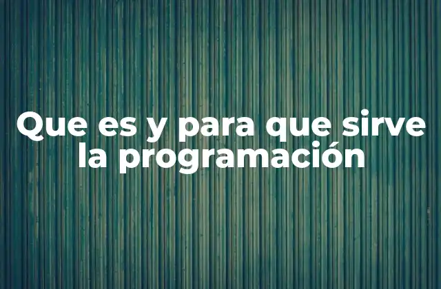 Que es y para que Sirve la Programación
