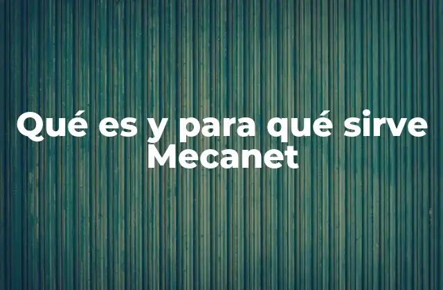 Qué es y para Qué Sirve Mecanet