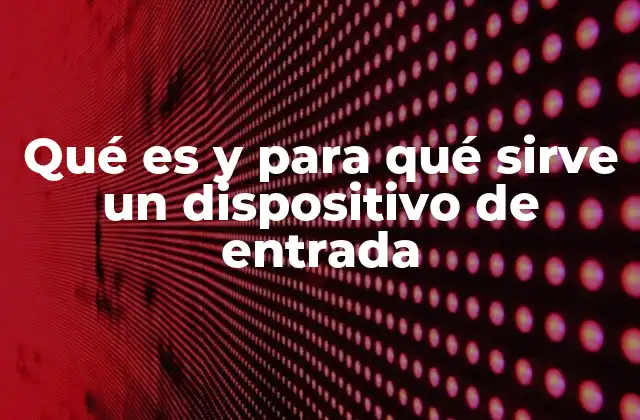 Qué es y para Qué Sirve un Dispositivo de Entrada