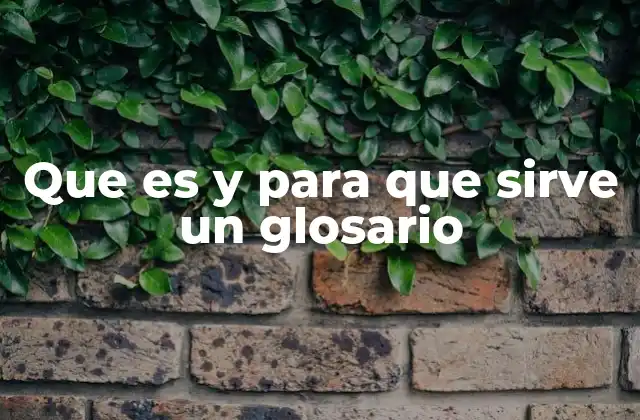 Que es y para que Sirve un Glosario