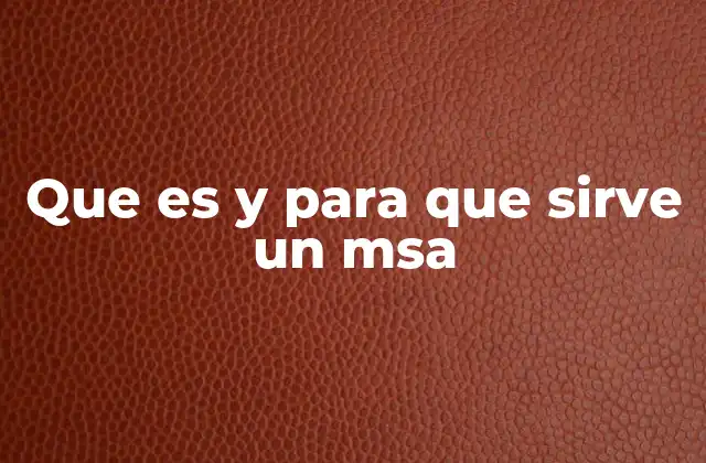 Que es y para que Sirve un Msa