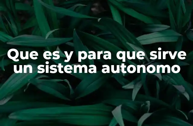 Que es y para que Sirve un Sistema Autonomo