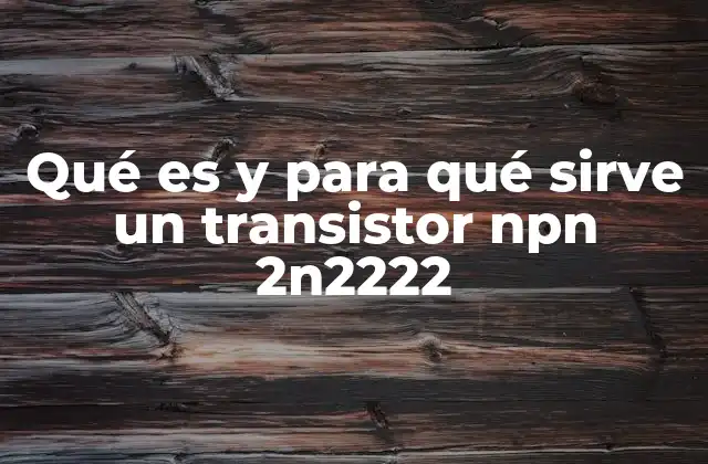 Qué es y para Qué Sirve un Transistor Npn 2n2222