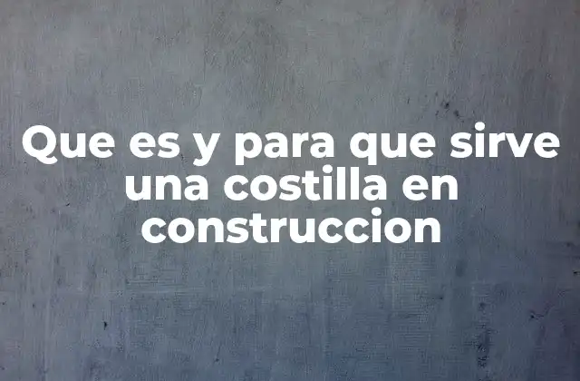 Que es y para que Sirve una Costilla en Construccion