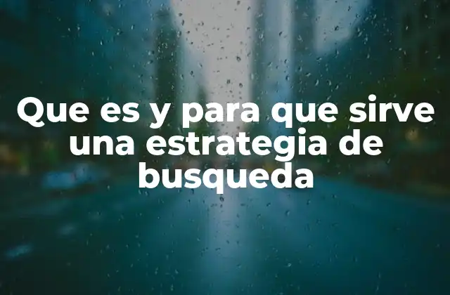 Que es y para que Sirve una Estrategia de Busqueda