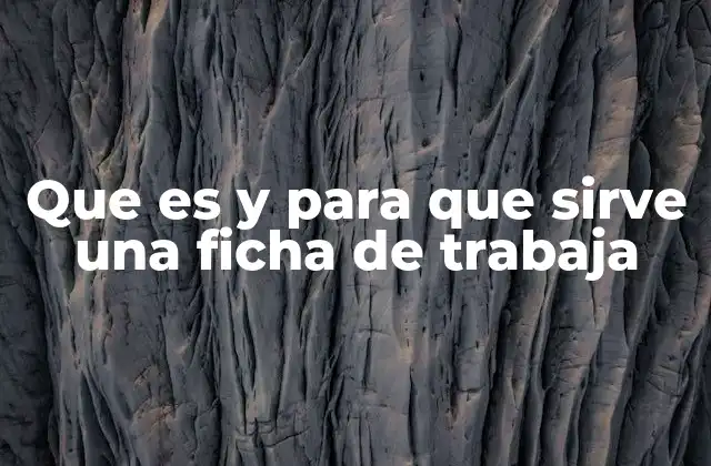 Que es y para que Sirve una Ficha de Trabaja