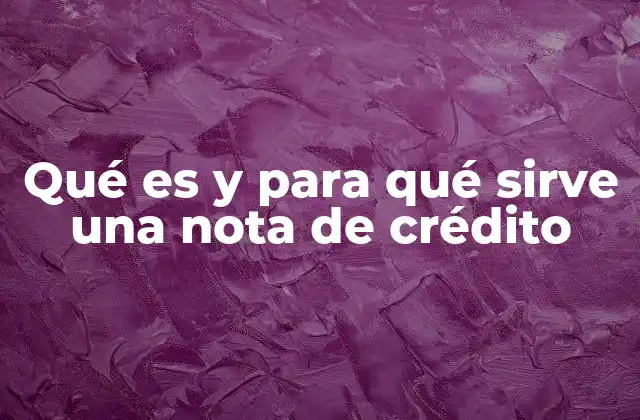 Qué es y para Qué Sirve una Nota de Crédito