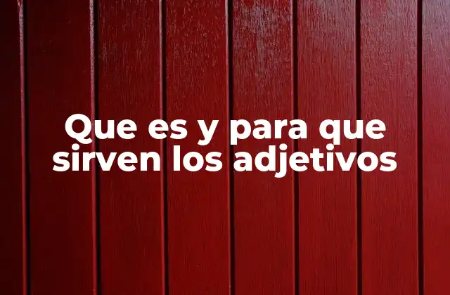 Que es y para que Sirven los Adjetivos