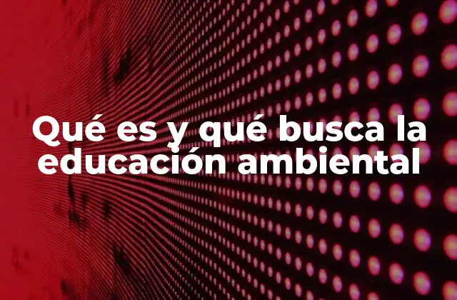 Qué es y Qué Busca la Educación Ambiental