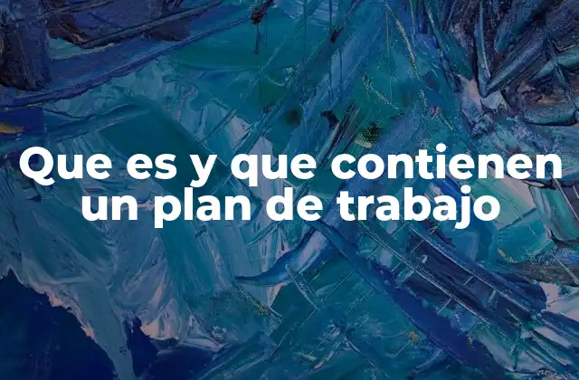Que es y que Contienen un Plan de Trabajo