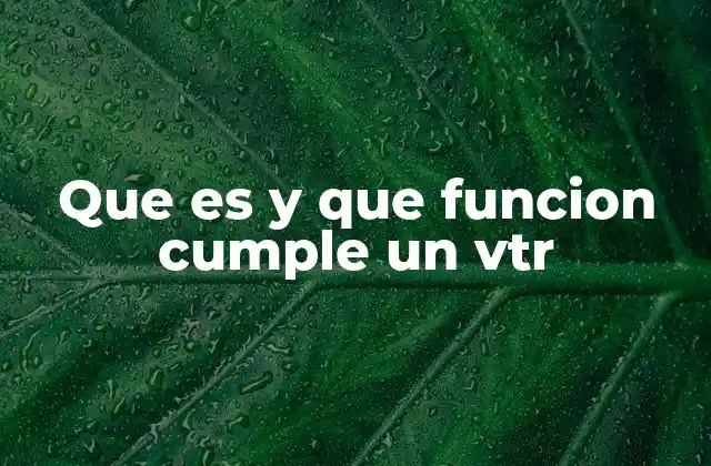 Que es y que Funcion Cumple un Vtr