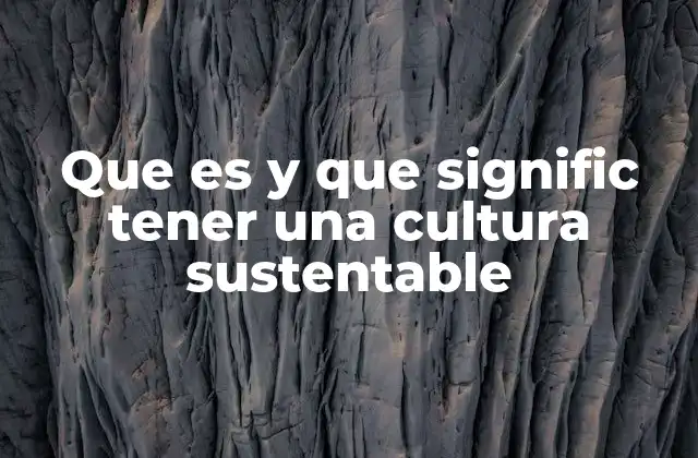 Que es y que Signific Tener una Cultura Sustentable