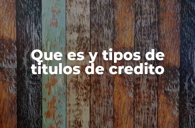 Que es y Tipos de Titulos de Credito