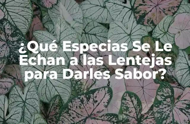 ¿qué Especias Se Le Echan a las Lentejas para Darles Sabor?