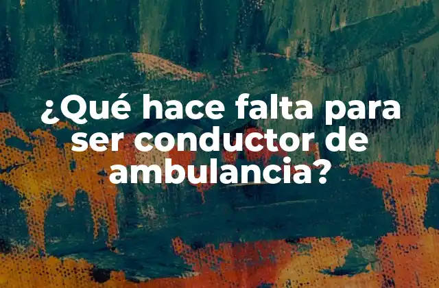 ¿qué Hace Falta para Ser Conductor de Ambulancia?