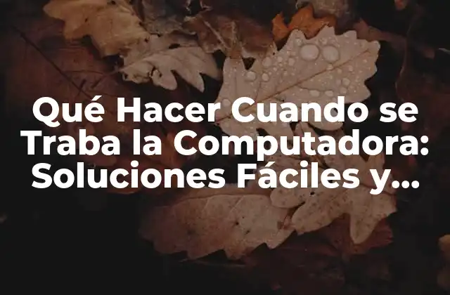 Qué Hacer Cuando Se Traba la Computadora: Soluciones Fáciles y Efectivas 2 Causas Comunes de que se Trabe la Computadora