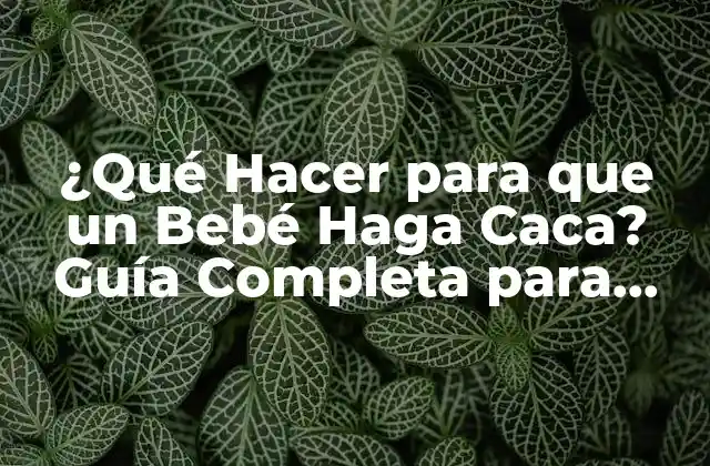 ¿qué Hacer para que un Bebé Haga Caca? Guía Completa para Padres Desesperados