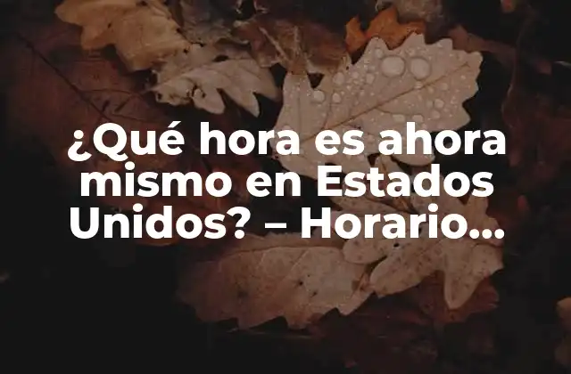 ¿qué Hora es Ahora Mismo en Estados Unidos? – Horario Actual en Ee.uu.