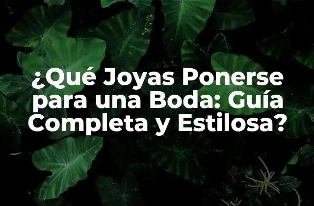 ¿qué Joyas Ponerse para una Boda: Guía Completa y Estilosa?