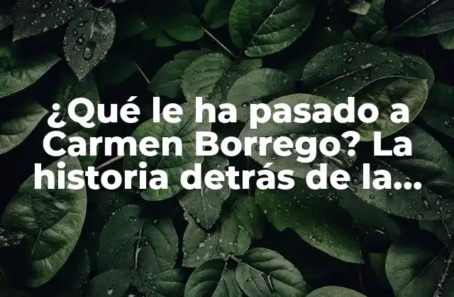 ¿qué Le Ha Pasado a Carmen Borrego? la Historia Detrás de la Famosa Presentadora de Televisión