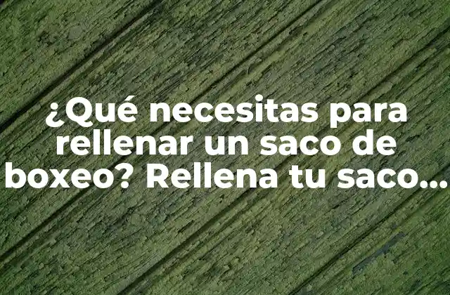 ¿qué Necesitas para Rellenar un Saco de Boxeo? Rellena Tu Saco con los Mejores Materiales