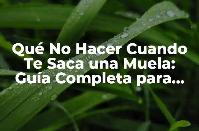 Qué No Hacer Cuando Te Saca una Muela: Guía Completa para una Recuperación Rápida y Segura