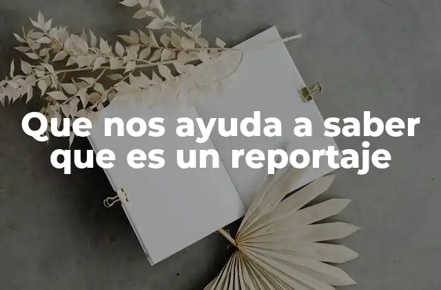 Que Nos Ayuda a Saber que es un Reportaje