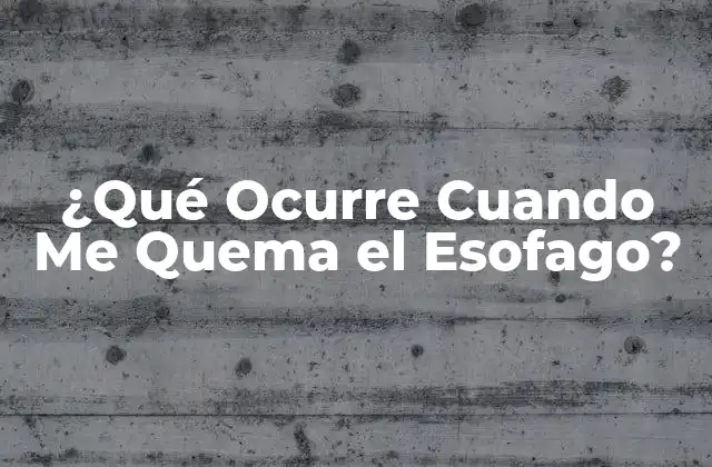 ¿qué Ocurre Cuando Me Quema el Esofago?
