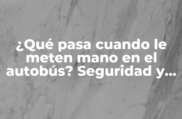 ¿qué Pasa Cuando Le Meten Mano en el Autobús? Seguridad y Prevención en Transporte Público