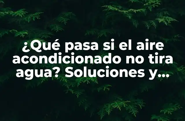 ¿qué Pasa Si el Aire Acondicionado No Tira Agua? Soluciones y Consejos