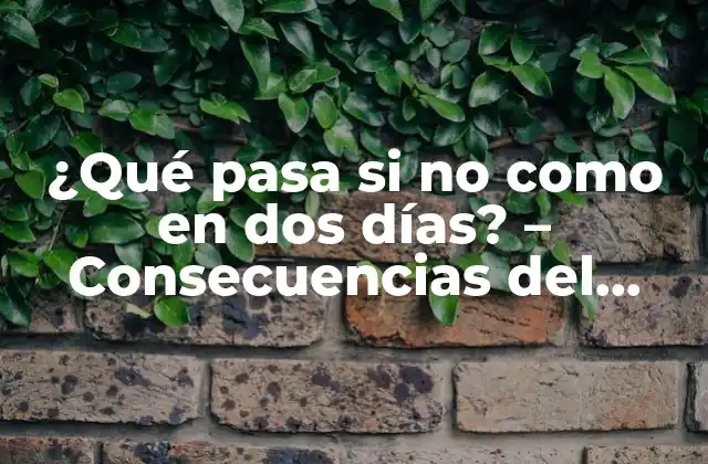 ¿qué Pasa Si No como en Dos Días? – Consecuencias Del Ayuno Prolongado