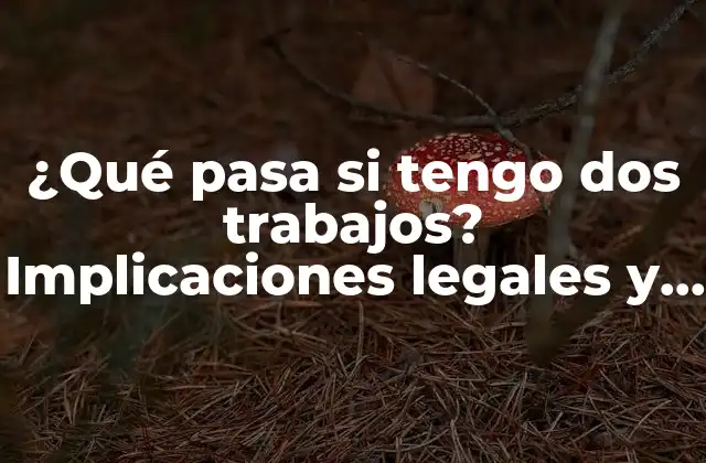 ¿qué Pasa Si Tengo Dos Trabajos? Implicaciones Legales y Fiscales 2 Ventajas de tener dos trabajos