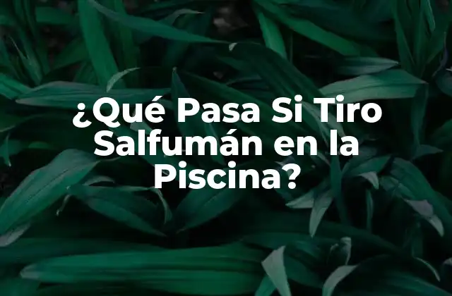 ¿qué Pasa Si Tiro Salfumán en la Piscina? 2 ¿Qué Son los Salfumantes y Cómo Funcionan?