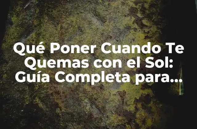 Qué Poner Cuando Te Quemas con el Sol: Guía Completa para Prevenir y Tratar Quemaduras Solares