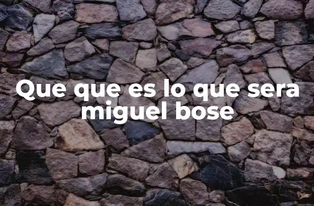 Que que es Lo que Sera Miguel Bose