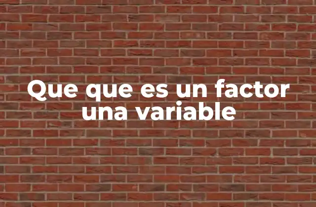Que que es un Factor una Variable