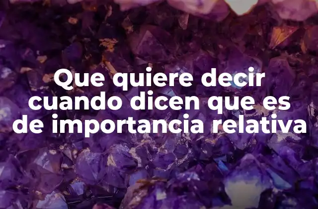 Que Quiere Decir Cuando Dicen que es de Importancia Relativa 2 Cómo se percibe la importancia relativa en diferentes contextos