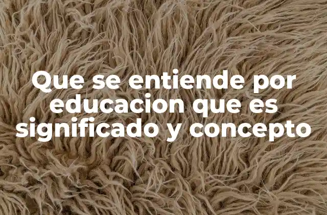 Que Se Entiende por Educacion que es Significado y Concepto