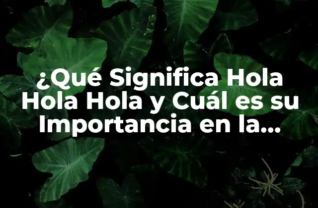 ¿qué Significa Hola Hola Hola y Cuál es Su Importancia en la Comunicación?