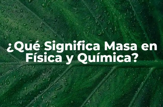 ¿qué Significa Masa en Física y Química?