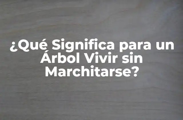 ¿qué Significa para un Árbol Vivir sin Marchitarse?